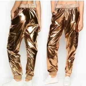 VS Sport NEW Metallic Bronze Jogger Wind Pants Women's Size S